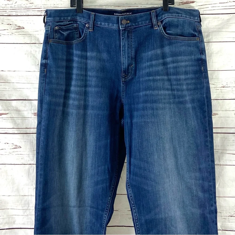 Banana‎ Republic The Traveler Jeans Men 42x32 Slim Fit Stretch Blue Denim.